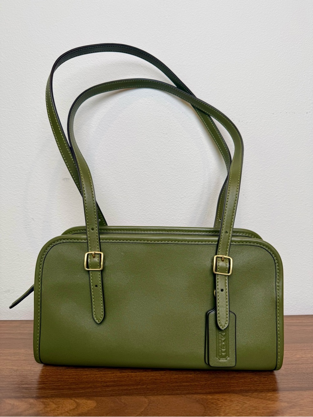 Coach Swing Zip Bag Olive Green Leather Shoulder Bag MSRP $395